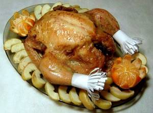 Курица целиком в духовке с яблоками рецепт с фото