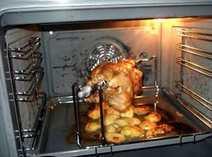 Курица гриль в духовке на вертеле целиком рецепт