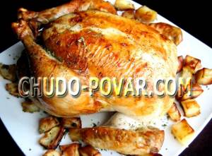 Курица в духовке целиком рецепт с фото в рукаве с картошкой