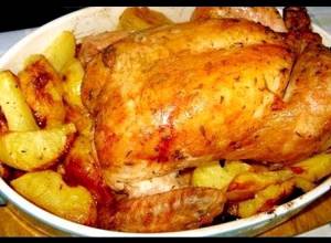 Курица в духовке целиком в рукаве с картошкой рецепт с фото