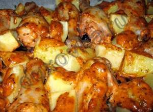 Курица в духовке с картошкой в майонезе рецепт с фото