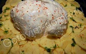Курица в запеченная духовке с картофелем рецепт с фото