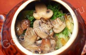 Мясо в горшочках с грибами и картошкой в духовке рецепт с фото