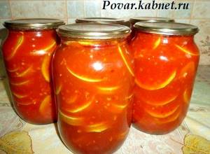 Рецепт кабачков в томатном соусе на зиму