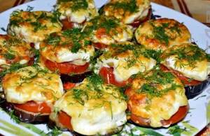 Баклажаны с помидорами и с сыром в духовке рецепт