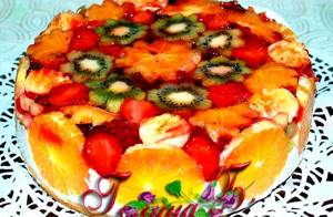 Бисквит с желе и фруктами рецепт с фото