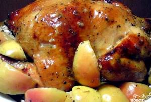 Фаршированная курица с яблоками в духовке рецепт с фото
