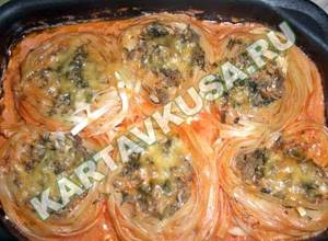 Гнезда из макарон с фаршем рецепт с фото на сковороде