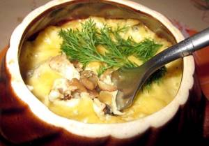 Горшочки с мясом и картофелем и грибами в духовке рецепт