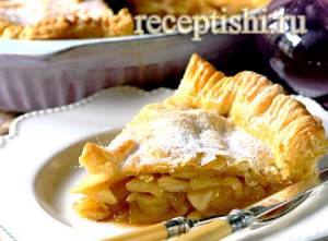 Яблочный пирог из слоеного дрожжевого теста рецепт с фото