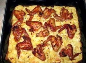 Картошка с крылышками в духовке рецепт с фото