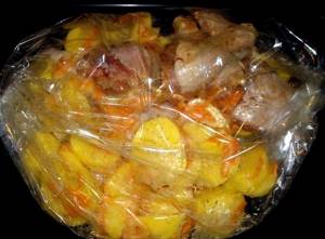 Картошка с курицей в духовке в пакете для запекания рецепт с фото