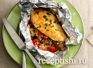 Курица с овощами в духовке рецепт с фото в фольге