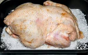 Курица в духовке целиком на соли рецепт с фото