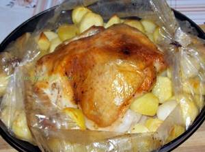 Курица в рукаве с картошкой в духовке рецепт пошагово с фото