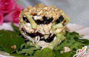Нежность салат с курицей и черносливом рецепт с фото