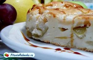Пирог творожный с яблоками рецепт с фото