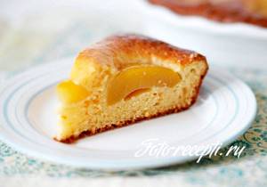 Пирог творожный с персиками рецепт с фото