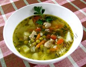 Рецепт супа с зеленым консервированным горошком