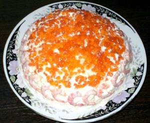 Салат царский с красной икрой рецепт с фото