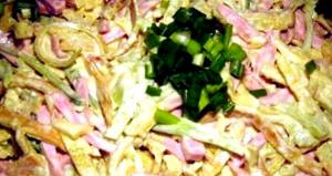 Салат из блинов с колбасой рецепт с фото