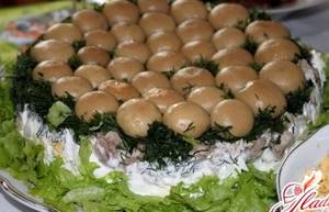 Салат полянка рецепт с фото с шампиньонами
