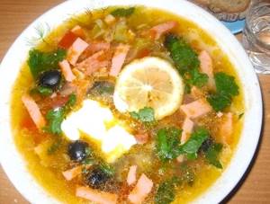 Солянка с колбасой суп рецепт с фото