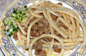Спагетти с фаршем на сковороде рецепт с фото