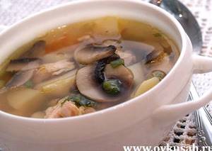 Суп с грибами с курицей рецепт с фото