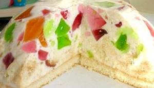 Торт битое стекло с бисквитом рецепт с фото с фруктами