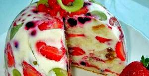 Торт с фруктами без выпечки рецепт с фото