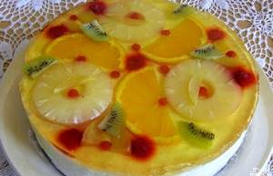 Торт творожный с фруктами и желе рецепт с фото