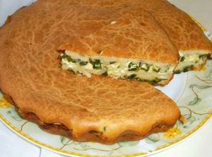 Заливной пирог с зеленым луком и яйцом рецепт