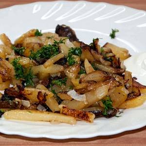 Жареная картошка с белыми грибами рецепт с фото